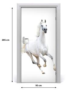 Naklejka samoprzylepna na drzwi Biały koń w galopie