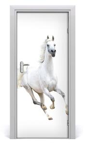 Naklejka samoprzylepna na drzwi Biały koń w galopie