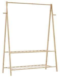 Bambusowy na ubrania wieszak z półkami 132cm S2-H46