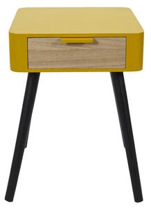 Designerski stolik nocny z szufladą żółty + czarny W2-F08