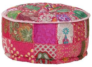 Okrągła różowa pufa patchwork T4-L56