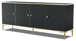 Czarna komoda glamour z lamelami D0-T90