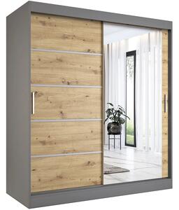Szafa przesuwna 180 cm antracyt + dąb artisan D0-A73