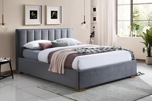 Łóżko Marani Velvet z pojemnikiem szare