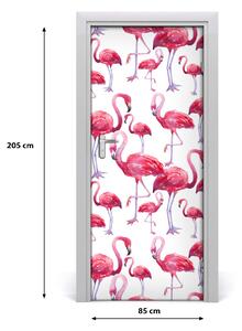 Naklejka samoprzylepna na drzwi Flamingi
