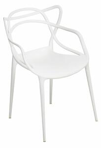Białe minimalistyczne krzesło z podłokietnikami H4-M78