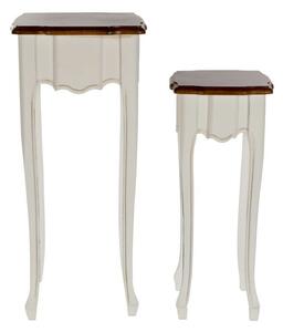 Emaga Zestaw 2 stołów DKD Home Decor Biały Brązowy (2 pcs) (35 x 35 x 80 cm)