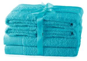AmeliaHome - Ręcznik kąpielowy Bawełniany Gładki Turkusowy AMARI-2*70x140+4*50x100+4*30X50