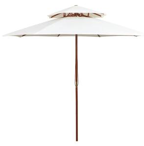 Kremowy Parasol Ogrodowy Z Drewnianym Słupkiem B0-T53