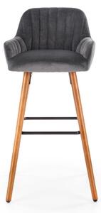 Wysokie krzesło barowe Tapicerowane Drewniane nogi Szare MEDEA