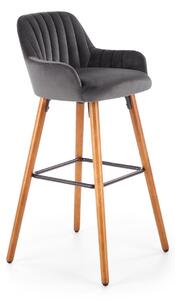 Wysokie krzesło barowe Tapicerowane Drewniane nogi Szare MEDEA