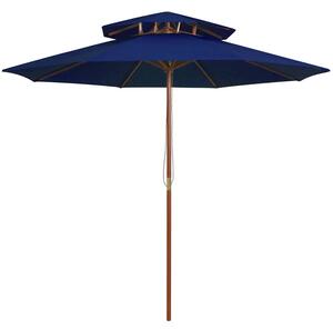 Niebieski parasol ogrodowy z drewnianym słupkiem E8-T83