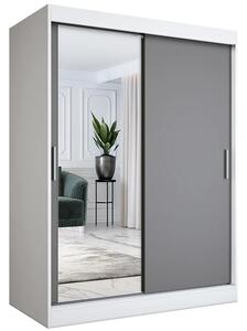 Szafa przesuwna z lustrem 150 cm biel + antracyt S5-T12