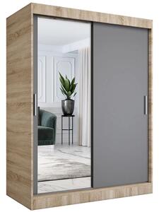 Szafa przesuwna z lustrem 150 cm dąb sonoma + antracyt C4-S07