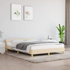 Rama łóżka z zagłówkiem, kremowa, 140x200 cm, obita tkaniną