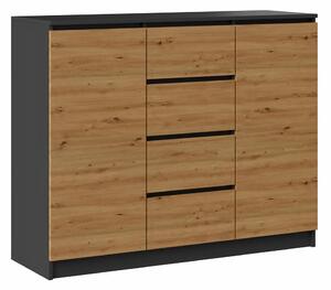 Komoda w stylu loft antracyt + dąb artisan D8-T65