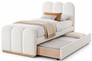 Kremowe łóżko młodzieżowe rozsuwane boucle R7-C62