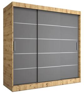 Szafa przesuwna dąb artisan + antracyt 200 cm L7-L80