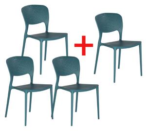 Plastikowe krzesło do jadalni EASY II 3+1 GRATIS, niebieskie