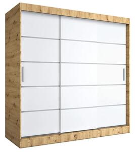 Szafa przesuwna dąb artisan + biały 200 cm D1-S34