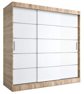 Szafa przesuwna dąb sonoma + biały 200 cm L5-P40