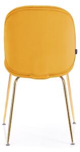 Krzesło Welurowe Tapicerowane Glamour Złote nóżki Musztardowe FLORIN