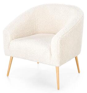 Nowoczesny boucle fotel wypoczynkowy kremowy+naturalny C2-F70