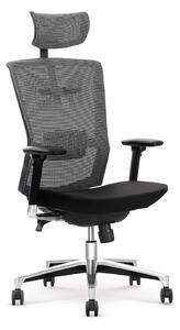 Ergonomiczny fotel obrotowy z regulacją zagłówka czarno popielatyL5-T06