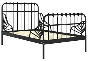 Czarne metalowe łóżko rosnące z dzieckiem 80x130/200 cm E0-P76