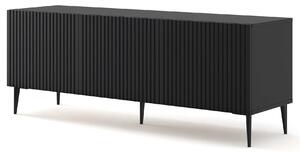 Czarna szafka pod TV z lamelowym frontem F0-Z75