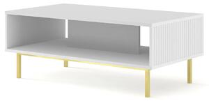 Biały stolik kawowy z lamelami glamour T5-G04