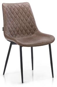 Pikowane krzesło tapicerowane do salonu Skórzane Brązowe ELUMIS
