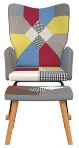 Fotel bujany z podnÃ³Å¼kiem, patchwork, obity tkaninÄ