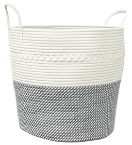 Materiałowy kosz na pranie z uchwytami biały + szary R5-T56