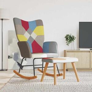 Fotel bujany z podnÃ³Å¼kiem, patchwork, obity tkaninÄ