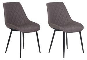 Zestaw 2 krzeseł do jadalni ciemnobrązowy ekoskóra czarne metalowe nogi pikowane Maribel Beliani