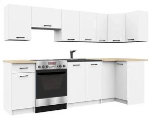 Biały zestaw mebli kuchennych narożnych 300 cm F8-A03