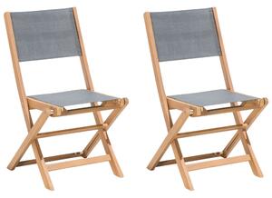 Zestaw 2 krzeseł ogrodowych balkonowych szare składane drewno akacjowe Cesana Beliani