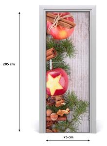 Naklejka samoprzylepna na drzwi Świąteczne jabłka