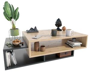 Nowoczesny stolik kawowy dąb artisan + czarny G7-F02
