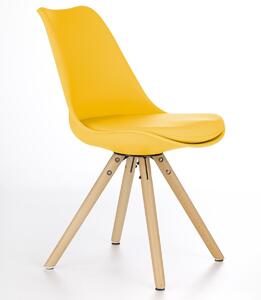 Skandynawskie krzesło z poduszką do jadalni Żółte TONNA