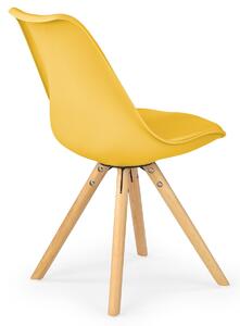 Skandynawskie krzesło z poduszką do jadalni Żółte TONNA