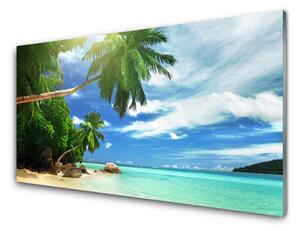 Obraz Szklany Palma Plaża Morze Krajobraz