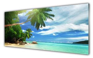 Obraz Szklany Palma Plaża Morze Krajobraz