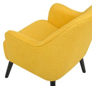 Fotel tapicerowany żółty drewniane jasne nogi gruba poducha Lokengruba poducha Loken Beliani