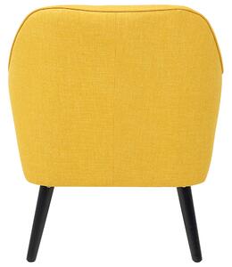 Fotel tapicerowany żółty drewniane jasne nogi gruba poducha Lokengruba poducha Loken Beliani
