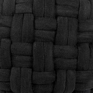 Puf pleciony wykonany ręcznie podnóżek do salonu 45x35 cm czarny Hopa Beliani