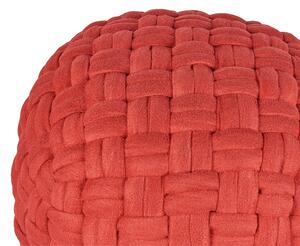 Puf pleciony wykonany ręcznie podnóżek do salonu 45x35 cm czerwony Hopa Beliani