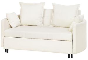 Sofa rozkładana dwuosobowa z funkcja spania poduszkami beżowa Hovin Beliani