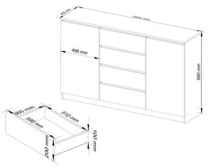 Biała komoda z szufladami i półkami - Gambi 3X